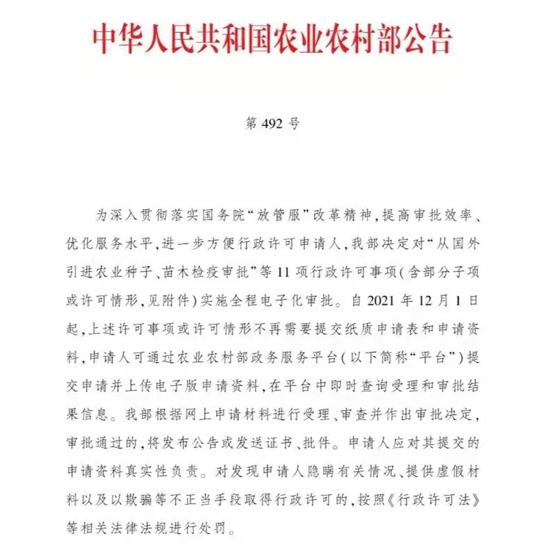 12月1日起施行！農藥和肥料登記中的部分事（shì）項實施全程電子化審（shěn）批(圖2)